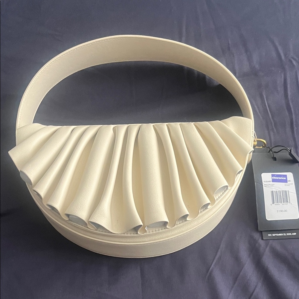 Elegant Cream Pleated Shoulder Bag